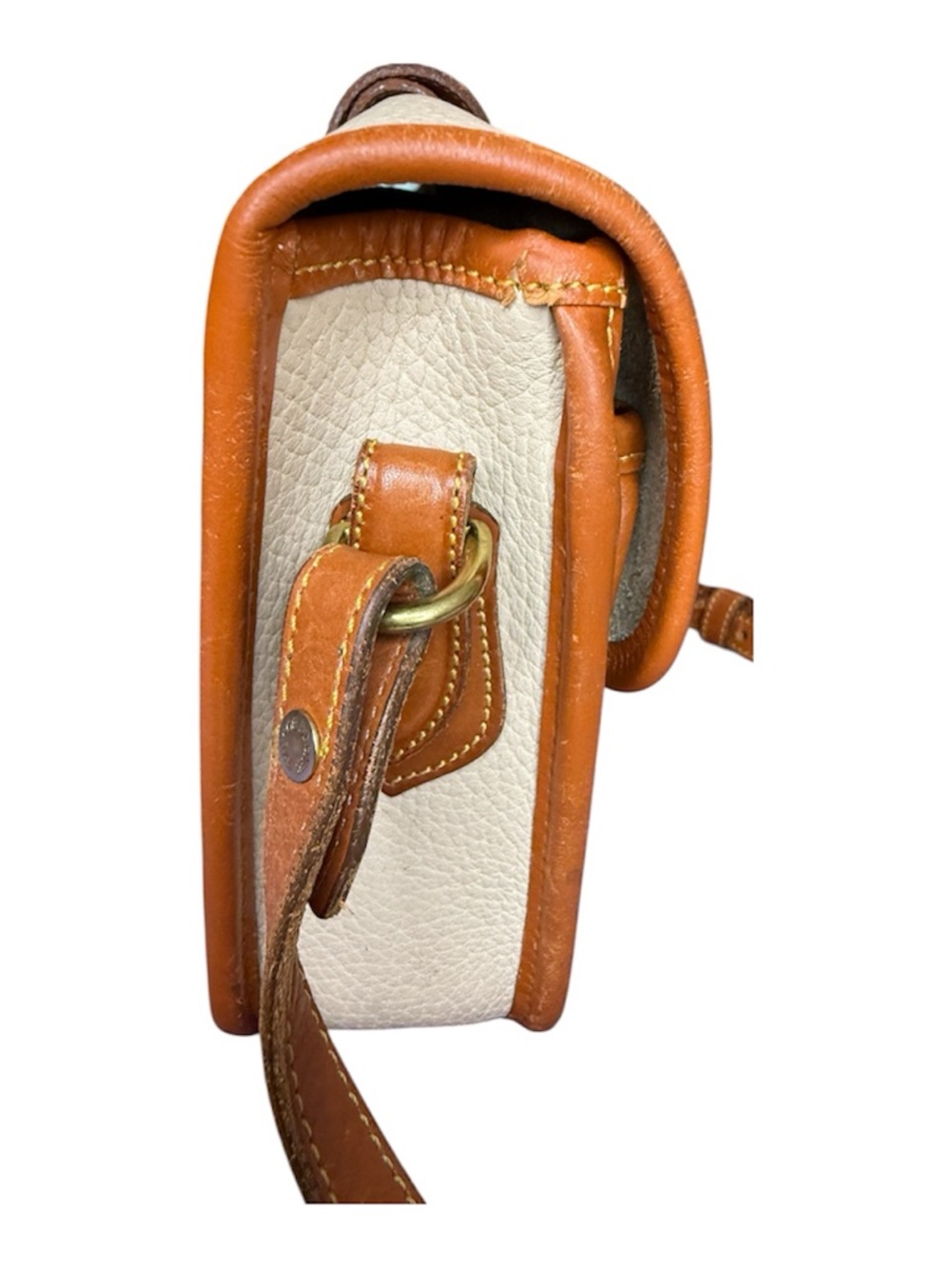 Vintage Dooney & Bourke R125 Bone British Tan All Weather Leather shoulder bag - Picture 6 of 13